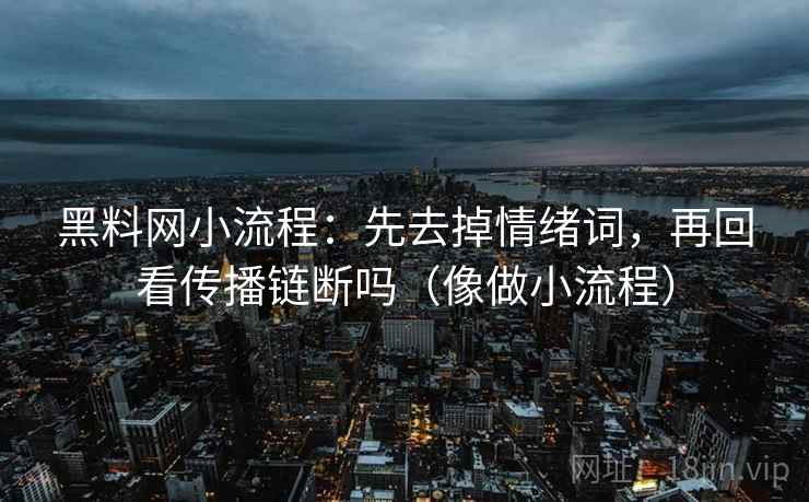 黑料网小流程：先去掉情绪词，再回看传播链断吗（像做小流程）
